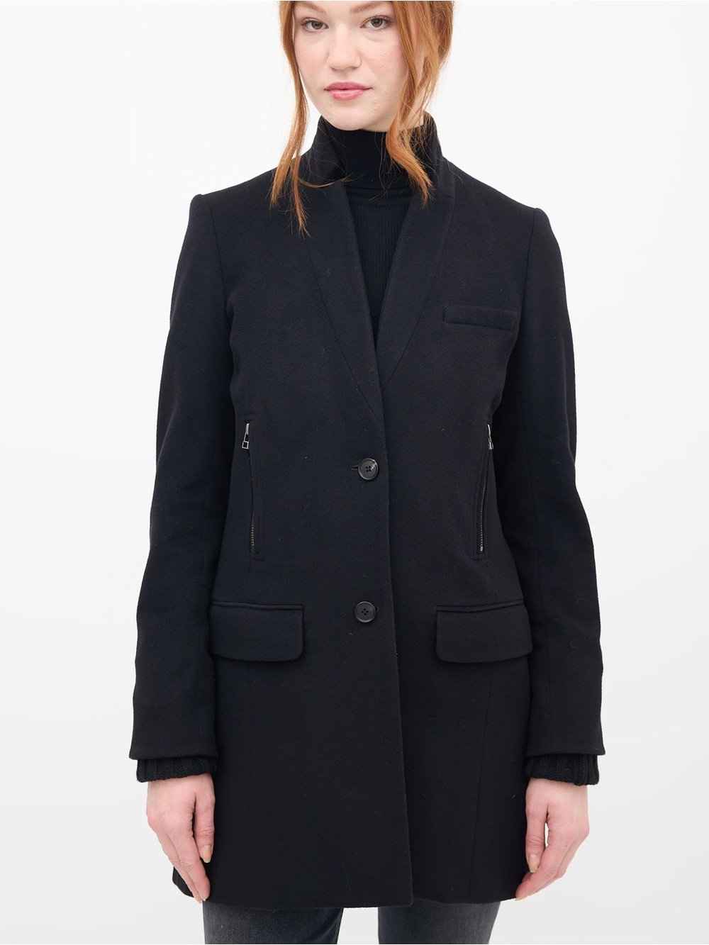 Veronica Beard Black Wool Peacoat